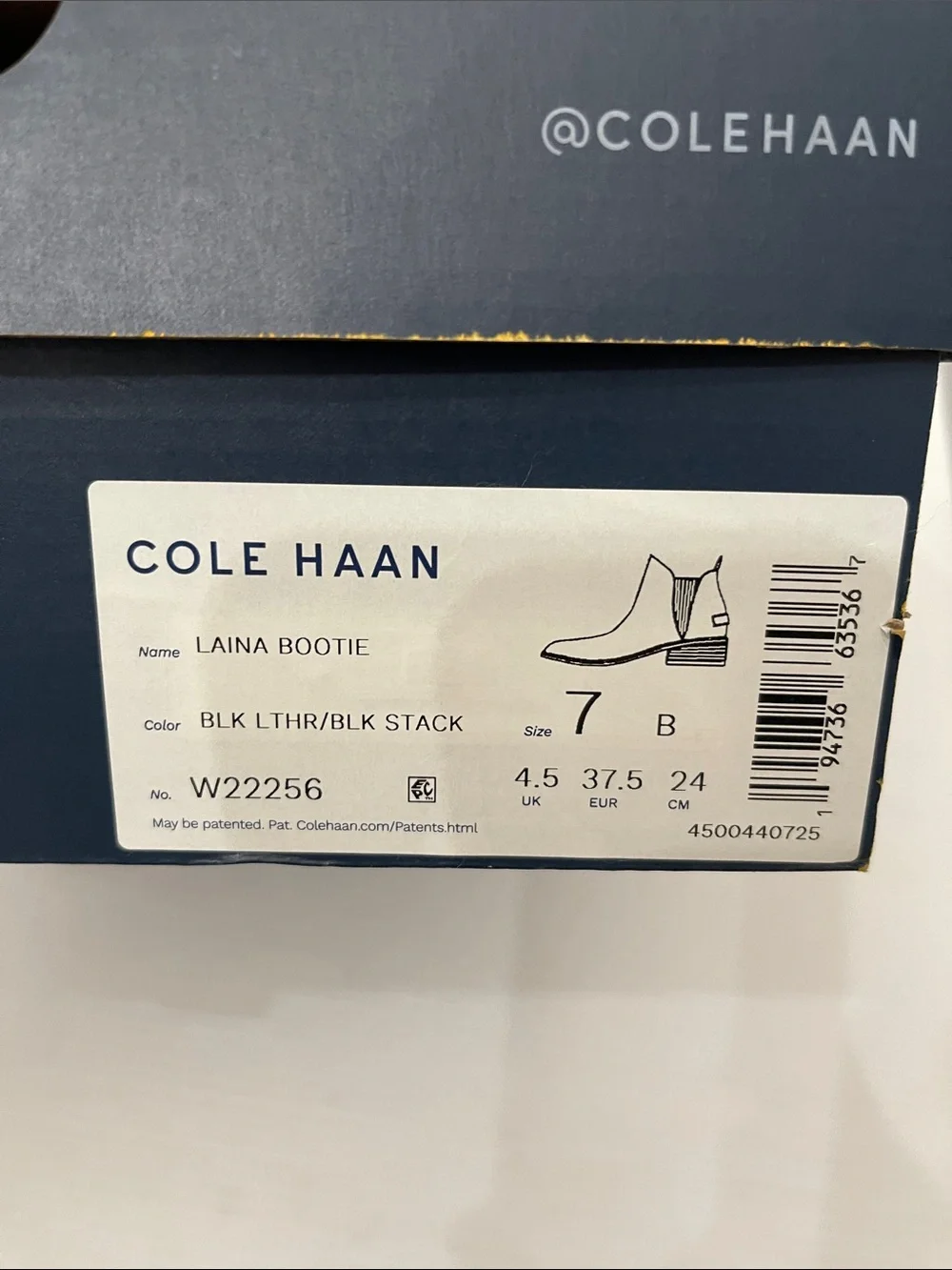 Cole Haan Laina Black Leather Boot Womens Size 7B